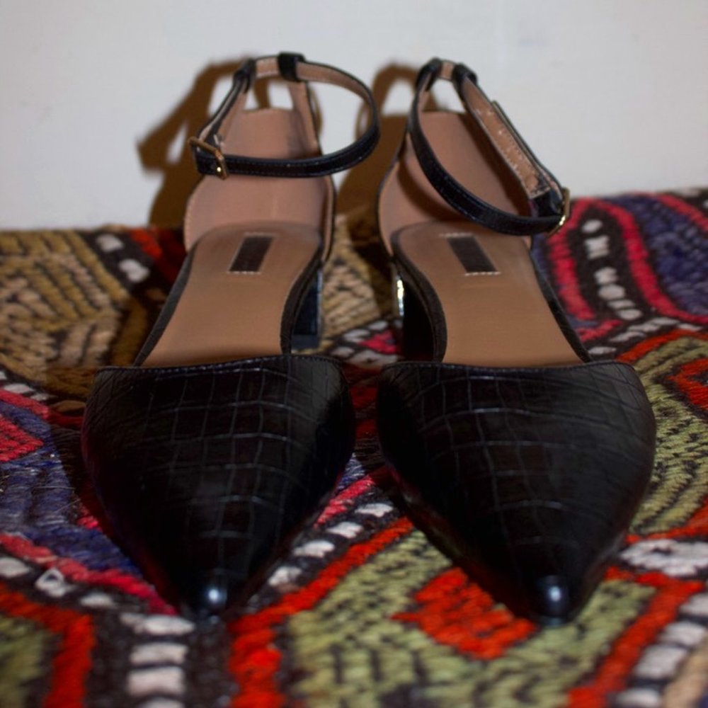 TOPSHOP ALEXA Black Point Block Heels